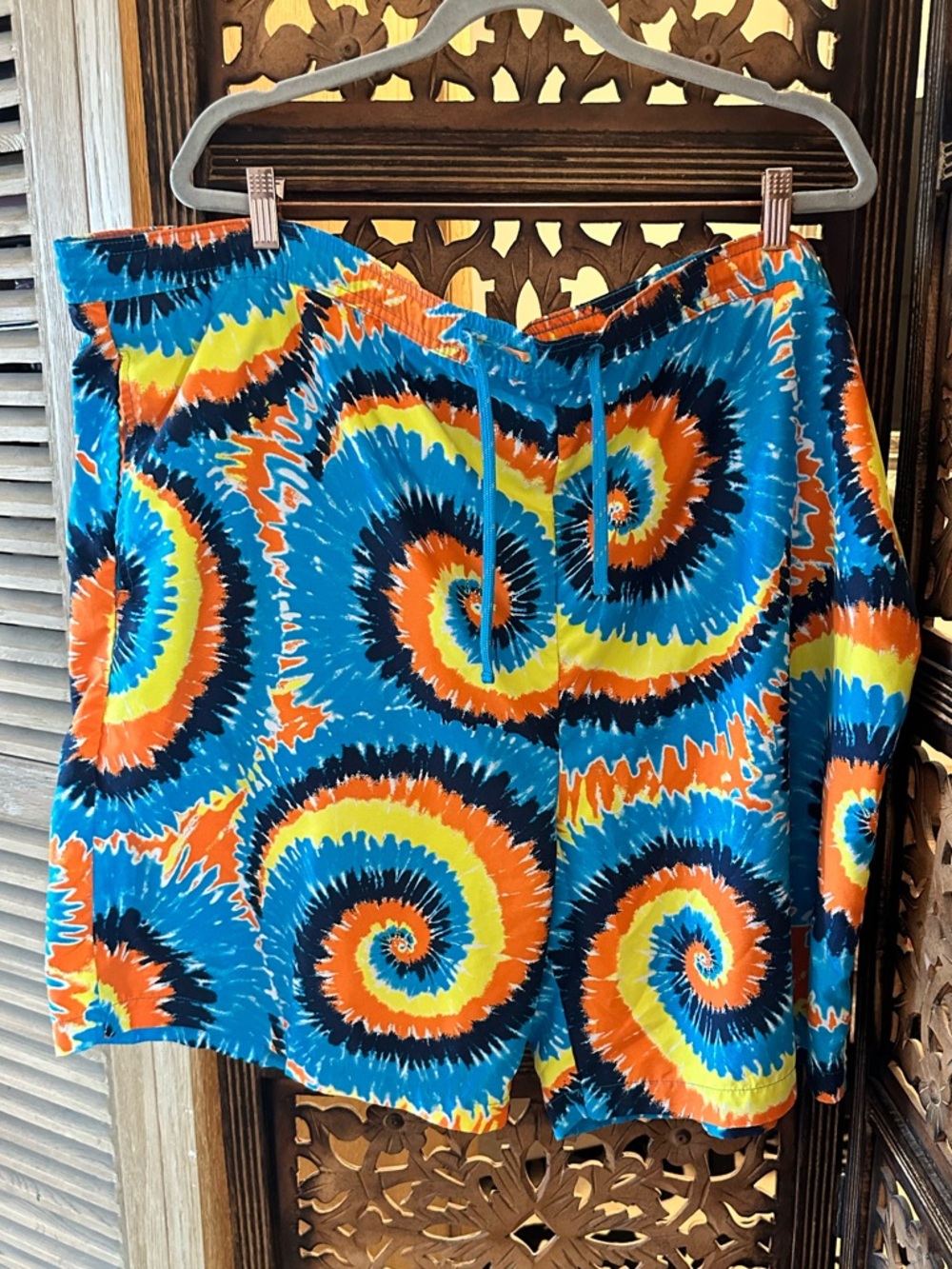 King Size Brand Multi Colored Tie Dye Swim Trunks / Board Shorts.